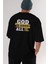God Is Good Yazılı Arka Baskılı Siyah Oversize T-Shirt Erkek Kadın Bisiklet Yaka 4