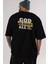 God Is Good Yazılı Arka Baskılı Siyah Oversize T-Shirt Erkek Kadın Bisiklet Yaka 5