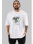 Teddy Bear Never Ön Baskılı Beyaz Oversize T-Shirt Erkek Kadın Bisiklet Yaka 3