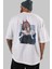 Power Chaınsawman Anime Arka Baskılı Beyaz Oversize T-Shirt Pamuk Erkek Kadın 5