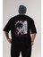 Tanjıro Kamado 3 Anime Arka Baskılı Siyah Oversize T-Shirt Erkek Kadın 3