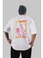 Let's Rock Yazılı Arka Baskılı Beyaz Oversize T-Shirt Erkek Kadın Bisiklet Yaka 3