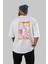 Let's Rock Yazılı Arka Baskılı Beyaz Oversize T-Shirt Erkek Kadın Bisiklet Yaka 5