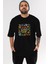 Love Yourself Yazılı Ön Baskılı Siyah Oversize T-Shirt Erkek Kadın Bisiklet Yaka 1