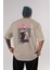 Gintoki Sakata Anime Arka Baskılı Bej Oversize T-Shirt %100 Pamuk Erkek Kadın 1