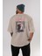 Gintoki Sakata Anime Arka Baskılı Bej Oversize T-Shirt %100 Pamuk Erkek Kadın 4