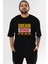 Dream Without Fear Ön Baskılı Siyah Oversize T-Shirt Erkek Kadın Bisiklet Yaka 3
