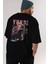 Yuno Gasai 5 Anime Arka Baskılı Siyah Oversize T-Shirt Erkek Kadın 2