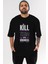 Kill Them Kindness Ön Baskılı Siyah Oversize T-Shirt Erkek Kadın Bisiklet Yaka 2