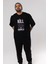Kill Them Kindness Ön Baskılı Siyah Oversize T-Shirt Erkek Kadın Bisiklet Yaka 3