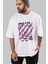 Make Love Bear Ön Baskılı Beyaz Oversize T-Shirt Erkek Kadın Bisiklet Yaka 5