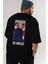 Prince Charles Arka Baskılı Siyah Oversize T-Shirt Erkek Kadın Bisiklet Yaka 4