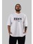 Brooklyn 56 Ön Baskılı Beyaz Oversize T-Shirt Erkek Kadın Bisiklet Yaka 2