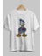 Donald Ön Baskılı Beyaz Oversize T-Shirt Erkek Kadın Bisiklet Yaka 3