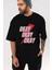 Okay Ön Baskılı Siyah Oversize T-Shirt Erkek Kadın Bisiklet Yaka 3