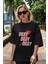 Okay Ön Baskılı Siyah Oversize T-Shirt Erkek Kadın Bisiklet Yaka 4