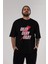 Okay Ön Baskılı Siyah Oversize T-Shirt Erkek Kadın Bisiklet Yaka 5