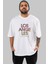 Los Angeles California Ön Baskılı Beyaz Oversize T-Shirt Erkek Kadın Bisiklet Yaka 3