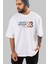 Nyc 23 Ön Baskılı Beyaz Oversize T-Shirt Erkek Kadın Bisiklet Yaka 2