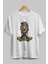 Zombie Punk Skater Ön Baskılı Beyaz Oversize T-Shirt Erkek Kadın Bisiklet Yaka 2