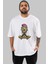 Zombie Punk Skater Ön Baskılı Beyaz Oversize T-Shirt Erkek Kadın Bisiklet Yaka 5