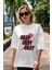 Okay Ön Baskılı Beyaz Oversize T-Shirt Erkek Kadın Bisiklet Yaka 5