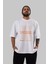Dreams Yazılı Ön Baskılı Beyaz Oversize T-Shirt Erkek Kadın Bisiklet Yaka 1