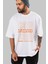 Dreams Yazılı Ön Baskılı Beyaz Oversize T-Shirt Erkek Kadın Bisiklet Yaka 2
