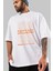 Dreams Yazılı Ön Baskılı Beyaz Oversize T-Shirt Erkek Kadın Bisiklet Yaka 3