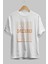Dreams Yazılı Ön Baskılı Beyaz Oversize T-Shirt Erkek Kadın Bisiklet Yaka 4