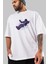 Having Fun In Outer Space Ön Baskılı Beyaz Oversize T-Shirt Erkek Kadın Bisiklet Yaka 3