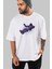 Having Fun In Outer Space Ön Baskılı Beyaz Oversize T-Shirt Erkek Kadın Bisiklet Yaka 5