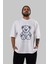 Whatever You Bear Ön Baskılı Beyaz Oversize T-Shirt Erkek Kadın Bisiklet Yaka 1