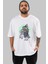 Grim Reaper Riding Ön Baskılı Beyaz Oversize T-Shirt Erkek Kadın Bisiklet Yaka 4
