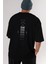 Echo Yazılı Arka Baskılı Siyah Oversize T-Shirt Erkek Kadın Bisiklet Yaka 3