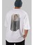 Retro Portre Arka Baskılı Beyaz Oversize T-Shirt Erkek Kadın Bisiklet Yaka 1
