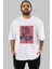 Hideout Somewhere Ön Baskılı Beyaz Oversize T-Shirt Erkek Kadın Bisiklet Yaka 5