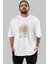 Brooklyn And New York Ön Baskılı Beyaz Oversize T-Shirt Erkek Kadın Bisiklet Yaka 2