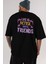 Life Is Better With Arka Baskılı Siyah Oversize T-Shirt Erkek Kadın Bisiklet Yaka 3