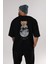 Teddy Bear I Need My Space Arka Baskılı Siyah Erkek Kadın Bisiklet Yaka Oversize T-Shirt 1