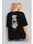 Teddy Bear I Need My Space Arka Baskılı Siyah Erkek Kadın Bisiklet Yaka Oversize T-Shirt 2