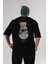 Teddy Bear I Need My Space Arka Baskılı Siyah Erkek Kadın Bisiklet Yaka Oversize T-Shirt 3