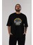 Positive Vibes Ön Baskılı Siyah Oversize T-Shirt Erkek Kadın Bisiklet Yaka 1