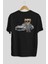Teddy Bear The Secret Agent Arka Baskılı Siyah Erkek Kadın Bisiklet Yaka Oversize T-Shirt 1