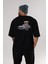 Teddy Bear The Secret Agent Arka Baskılı Siyah Erkek Kadın Bisiklet Yaka Oversize T-Shirt 3