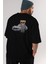 Teddy Bear The Secret Agent Arka Baskılı Siyah Erkek Kadın Bisiklet Yaka Oversize T-Shirt 4