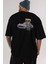 Teddy Bear The Secret Agent Arka Baskılı Siyah Erkek Kadın Bisiklet Yaka Oversize T-Shirt 5