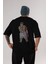 The Champ Muhammad Ali Arka Baskılı Siyah Oversize T-Shirt Erkek Kadın Bisiklet Yaka 1
