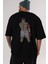 The Champ Muhammad Ali Arka Baskılı Siyah Oversize T-Shirt Erkek Kadın Bisiklet Yaka 5