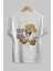 Teddy Bear Superior Arka Baskılı Beyaz Erkek Kadın Bisiklet Yaka Oversize T-Shirt 1